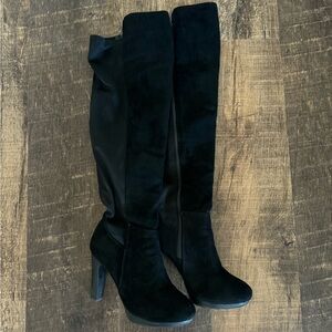 Shoedazzle Over the Knee Heel Boots, Women’s 6.5, Black, 2.5 inch heel